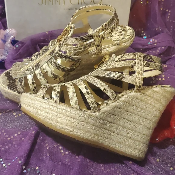 Jimmy Choo Wedge Shoes Python Print - Picture 8 of 15